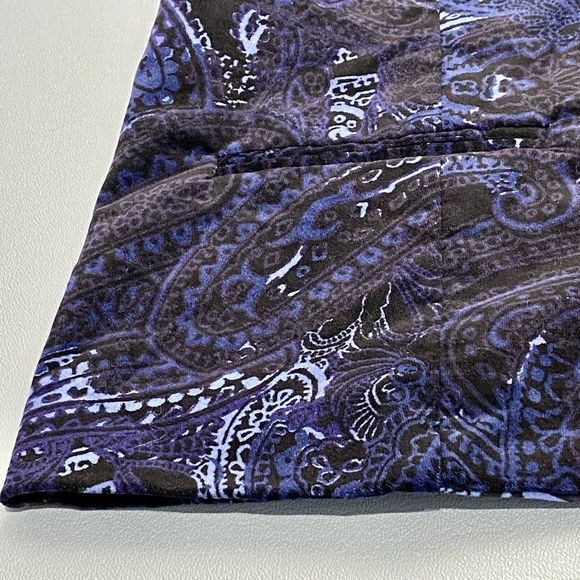 Chicos Velvet Jacket Women’s L (2) Paisley Floral Open Front Blazer Blue Purple - Picture 7 of 11